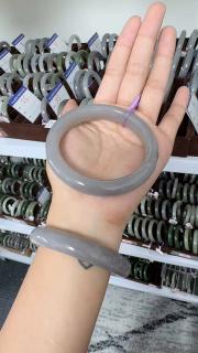 中国黄金和田玉手镯浅烟紫色青海和田玉手镯女送老婆女友 58圈口